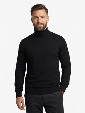 Men's Black Turtleneck Sweater - Refined Everyday Layer
